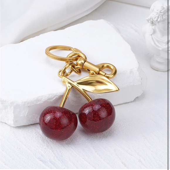 Red Glitter Cherry Bag Charm / Key Chain New in Package - Picture 5 of 10